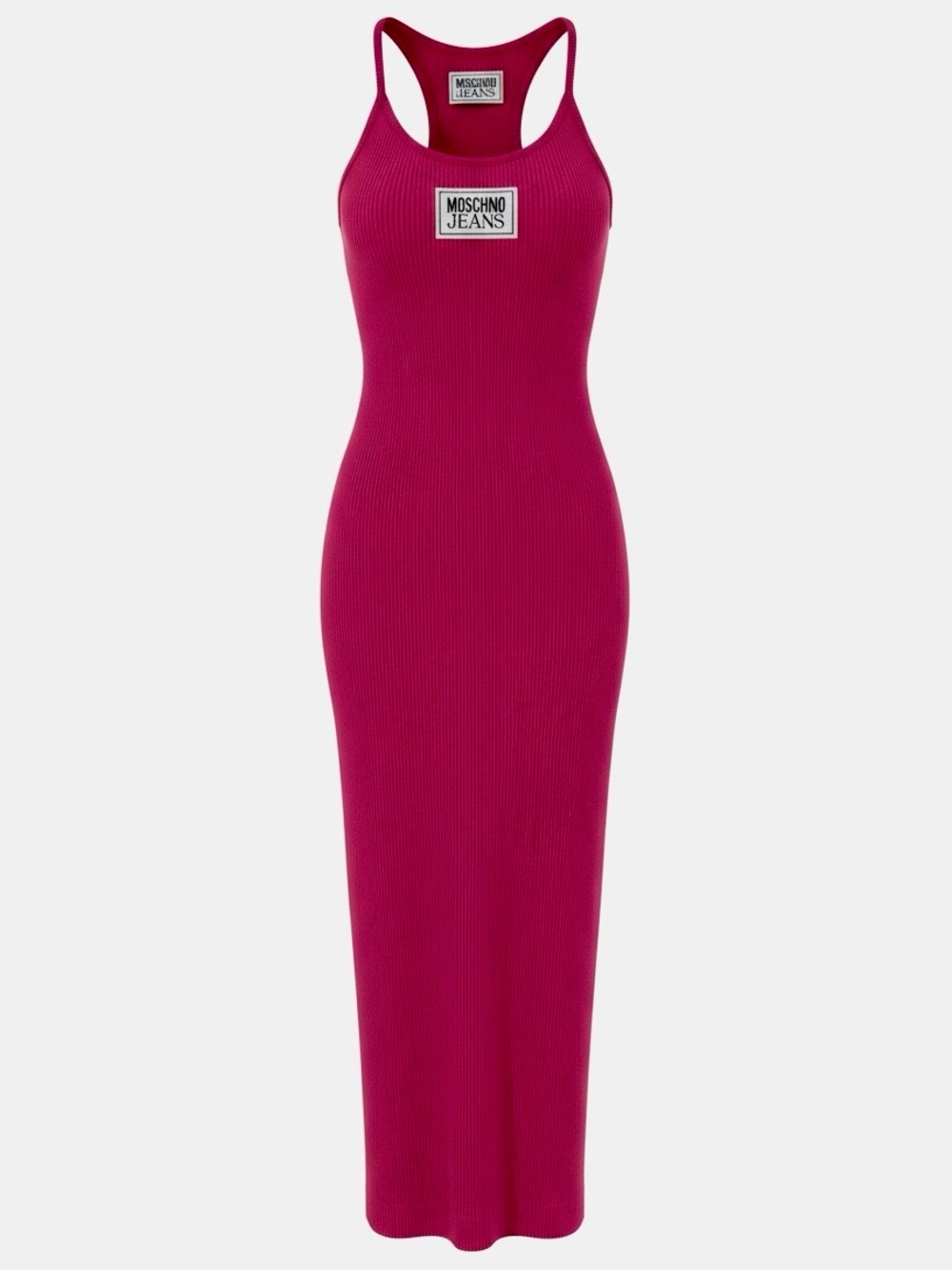 Moschino Jeans Fuchsia Ribbed Racerback Maxi Dress